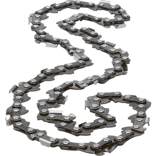 BLACK+DECKER A6240CS chainsaw chain, silver metal, angled top view on white background.