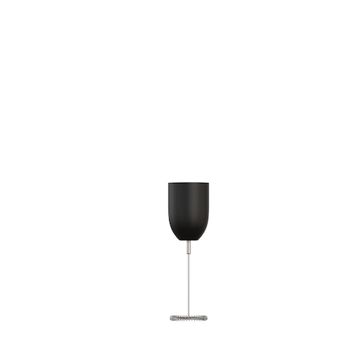 BLACKDECKER BCKM1016KSB milk frother attachment, black and silver, front angle on white background.