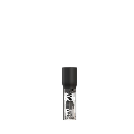 Photo of BLACKDECKER BCKM1016KSB electric wine bottle opener, black and transparent, front angle on white background.