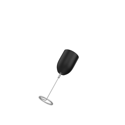 BLACKDECKER BCKM1016KSR black handheld milk frother photographed at angle on white background.