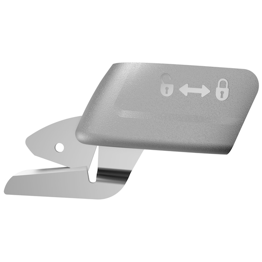 BLACKDECKER BCSC115 utility blade with safety guard, close-up on white background.