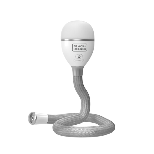 BLACKDECKER BDCFSL01 flexible LED flashlight front angle on white background.