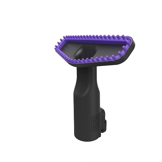 BLACK+DECKER BHFEA640WP vacuum pet brush attachment, black with purple bristles, product angle on white.