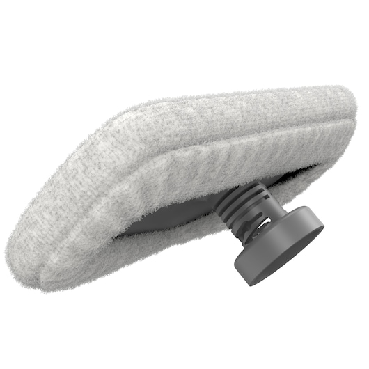 BLACKDECKER BHSM15FX10 steam mop replacement pad with gray plastic connector, angled view, white background.