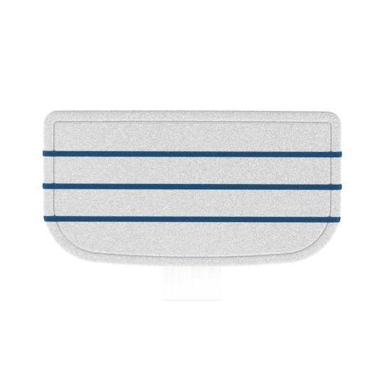 BLACKDECKER BHSMP2008 light gray rectangular mop pad with three blue stripes, top view, white background.