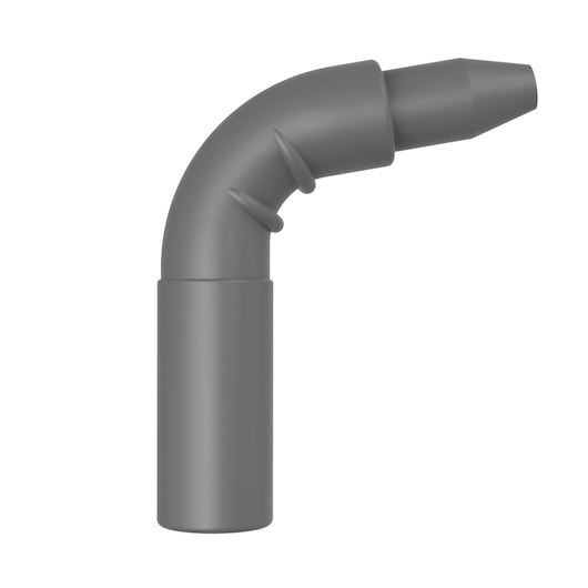 BLACKDECKER BHSMP2008 gray angled plastic nozzle attachment, side view on white background.