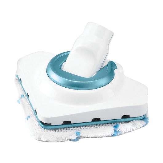 BLACKDECKER FSMHDA white and blue steam mop head accessory, photography, front angle
