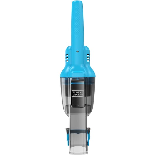 BLACK+DECKER NVD215J blue handheld vacuum cleaner front view on white background.